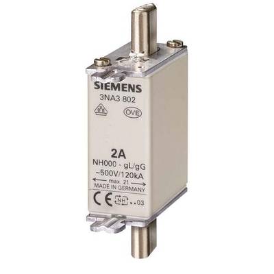 Siemens 3NA3802 sada poistiek   Veľkosť poistky = 0  2 A  500 V 3 ks