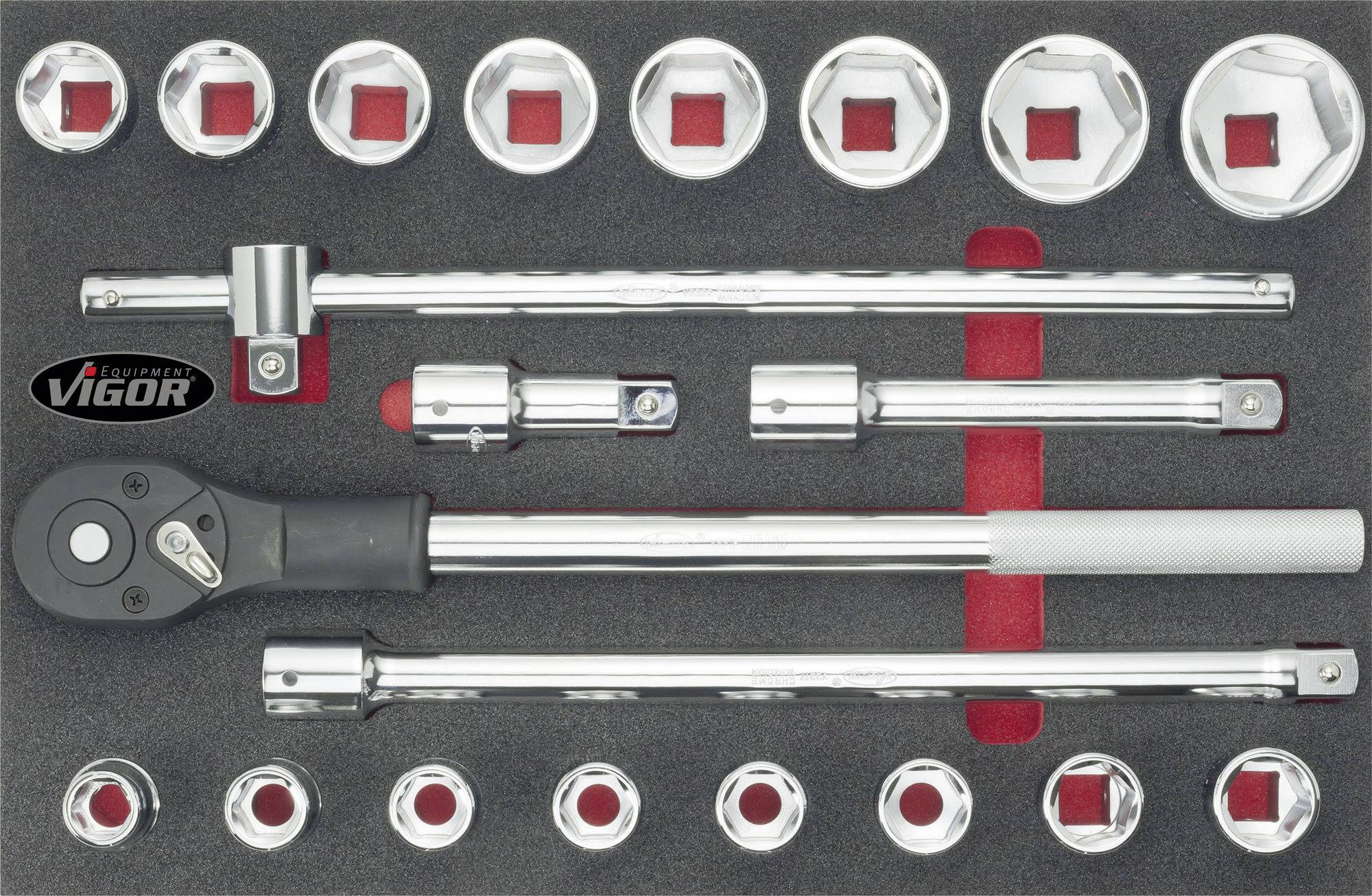 Vigor súprava nástrčných kľúčov, metrický, 3/4" (20 mm), 21-dielna, V2364