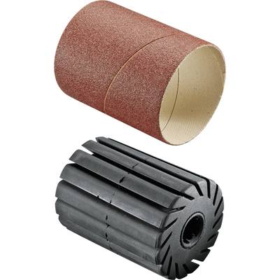 Hnedočervený brúsny papier a čierna brúsna rolka. Používajú sa v kombinácii na brúsenie povrchov.