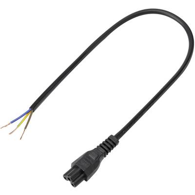 TRU COMPONENTS sieťový pripojovací kábel IEC C5 zásuvka - kábel, otvorený koniec Počet kontaktov: 2 + PE čierna 0.50 m 1