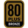 Logo pre '80 PLUS Bronze', štandard energetickej účinnosti pre napájacie zdroje, ktorý poskytuje minimálne 82 % účinnosť pri 100 % zaťažení.