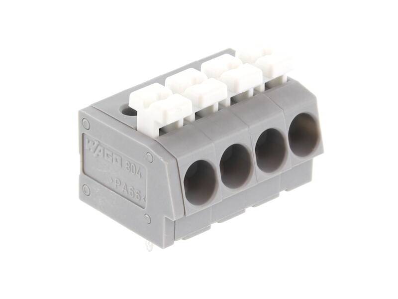 WAGO 804-104 Fjederkraftsklemmeblok 2.50 mm² Poltal 4 Grå, Hvid 1 stk