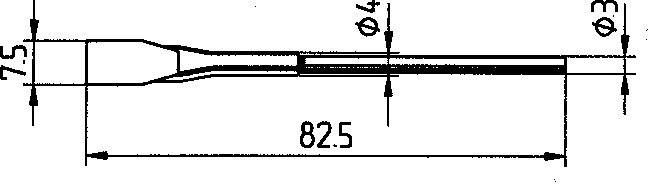 Technický výkres valcového kolíka s celkovou dĺžkou 82,5 mm a priemermi 4,0 mm a 3,0 mm.
