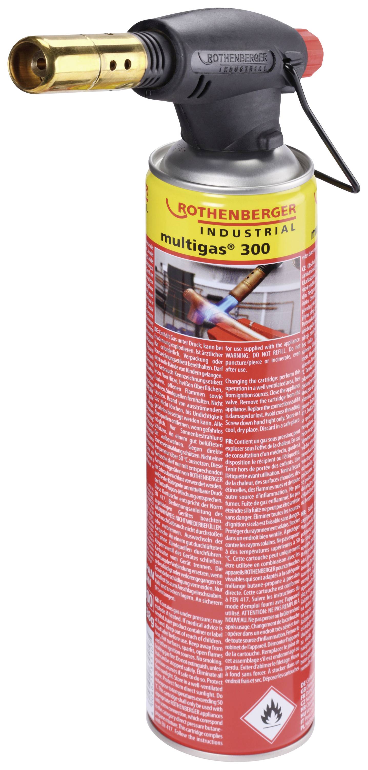 Spájkovacia súprava s plynovou fľašou. Značka: Rothenberger, Model: Multigas 300. Vhodná pre spájkovanie a vykurovacie aplikácie.