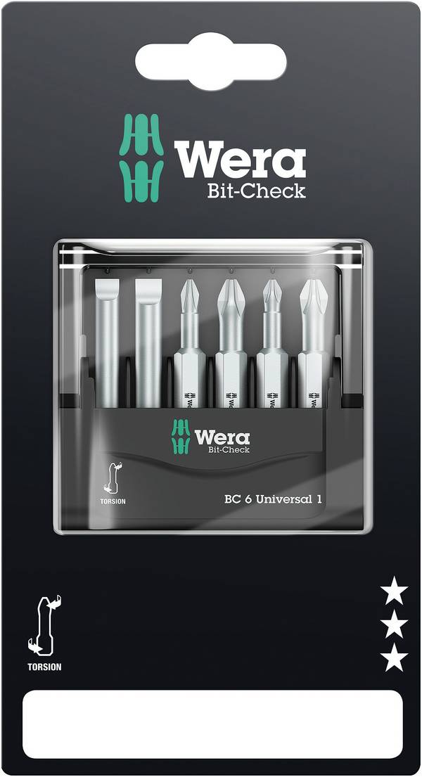 Wera Mini-Check, 50 mm, 05073635001 sada bitov 6-dielna plochý, krížový PH, krížový PZ