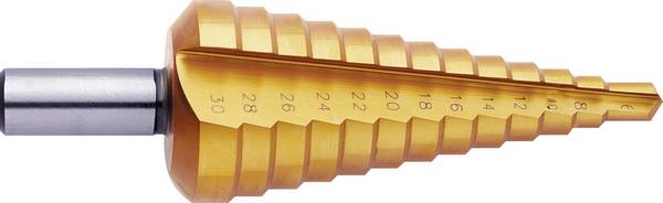 Exact 5347 HSS stupňovitý vrták, délka 67 mm, TiN, kužeľový záhlbník, 1 ks