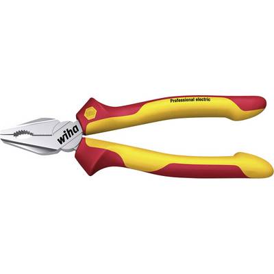 Červené a žlté kliešte s nápisom 'Wiha Professional electric', vhodné pre elektrické práce.