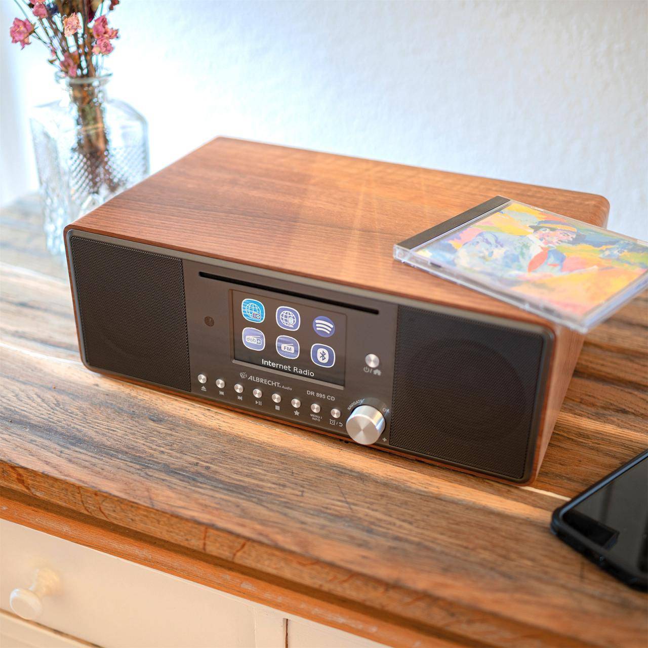 Albrecht DR 895 27896 internetové stolný rádio, internetové, DAB+, FM, CD, USB, Wi-Fi, internetové rádio, vlašský orech-3