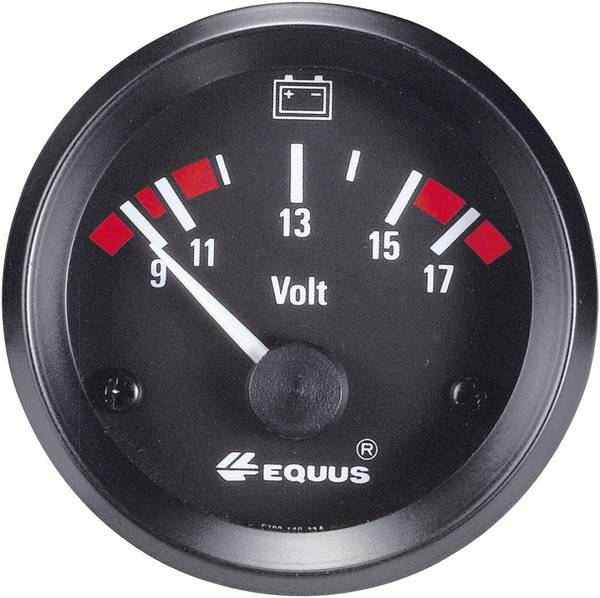 Equus 842060 vstavateľný prístroj do auta voltmeter Merací rozsah 9 - 17 V Standard žltá, červená, zelená 52 mm