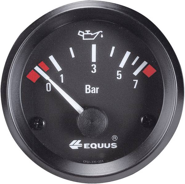 Equus 842095 vstavateľný prístroj do auta ukazovateľ tlaku oleja Merací rozsah 0 - 7 bar Standard žltá, červená, zelená 52 mm