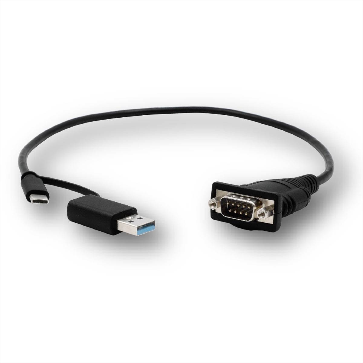 Exsys počítač kábel EXSYS EX-23001, Schwarz, 0,5 m, USB Type-A/USB Type-C, DB-9, Männlich, Männlich-0