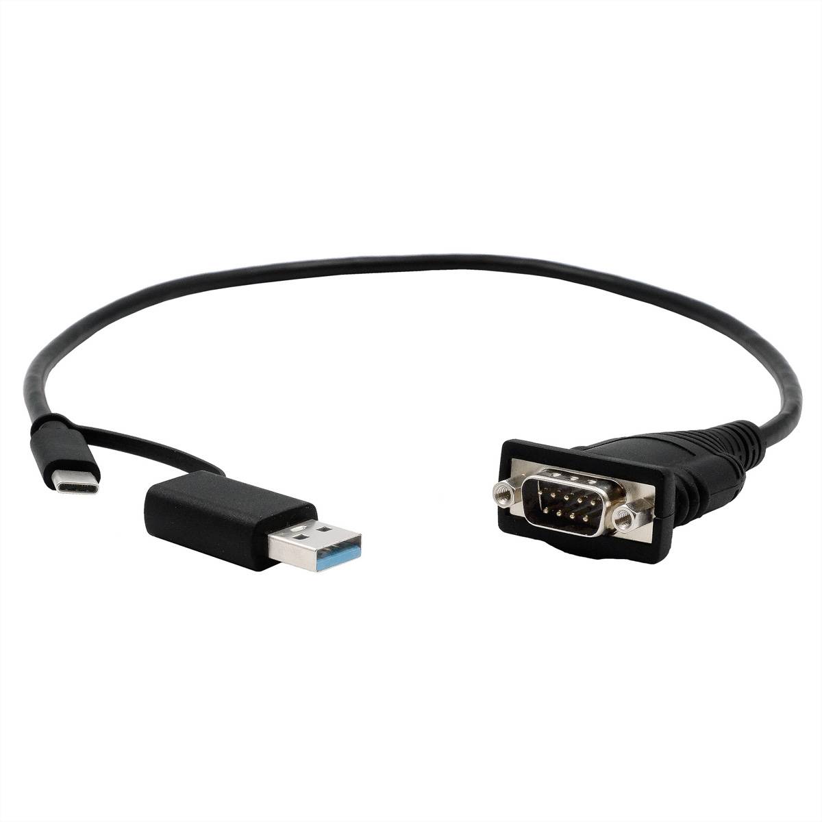 Exsys počítač kábel EXSYS EX-23001, Schwarz, 0,5 m, USB Type-A/USB Type-C, DB-9, Männlich, Männlich-4