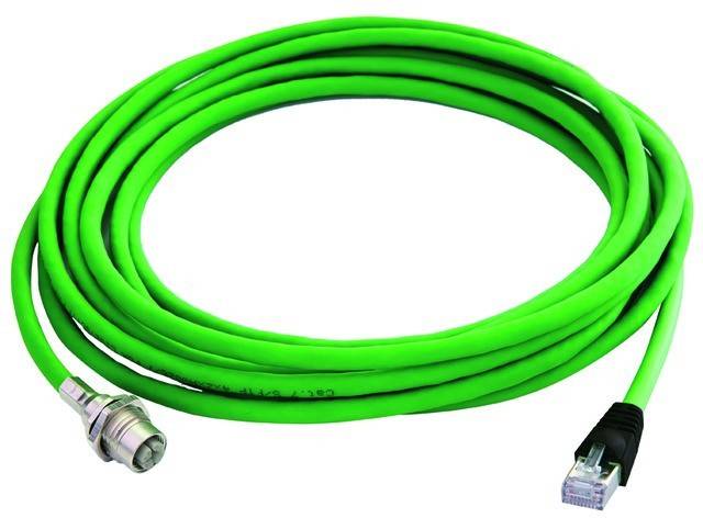 Telegärtner 100017395 M12 sieťové káble, prepojovacie káble CAT 6A S/FTP 5.00 m zelená 1 ks-1