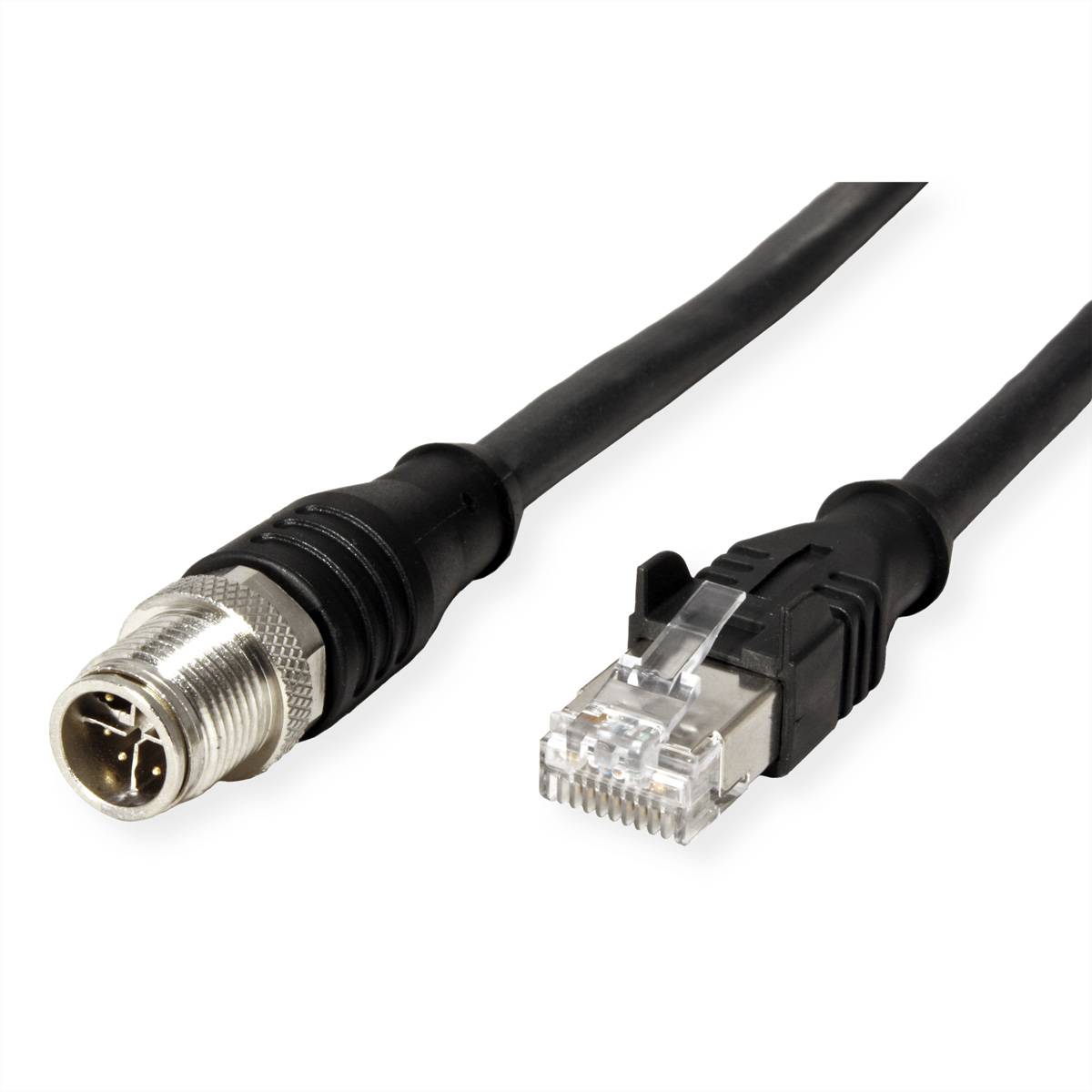 Metz Connect 142M5X15050 M12 sieťové káble, prepojovacie káble CAT 6A SF/FTP 5.00 m čierna odolný proti oleju, krytie PU-1