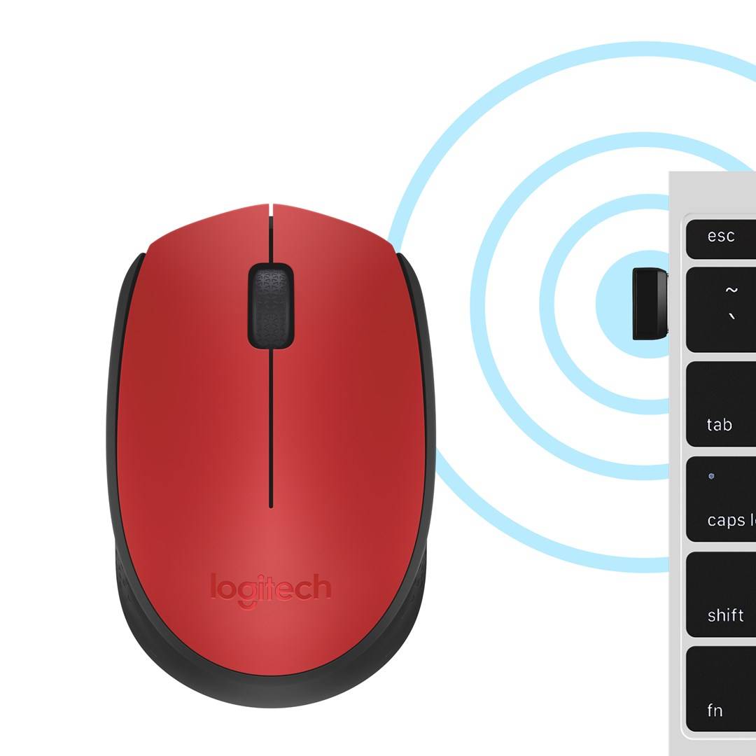 Logitech M171 optická myš, prenos bezdrôtový, bezdrôtový, 3 tlačidlo, 1000 dpi, červená, čierna-9