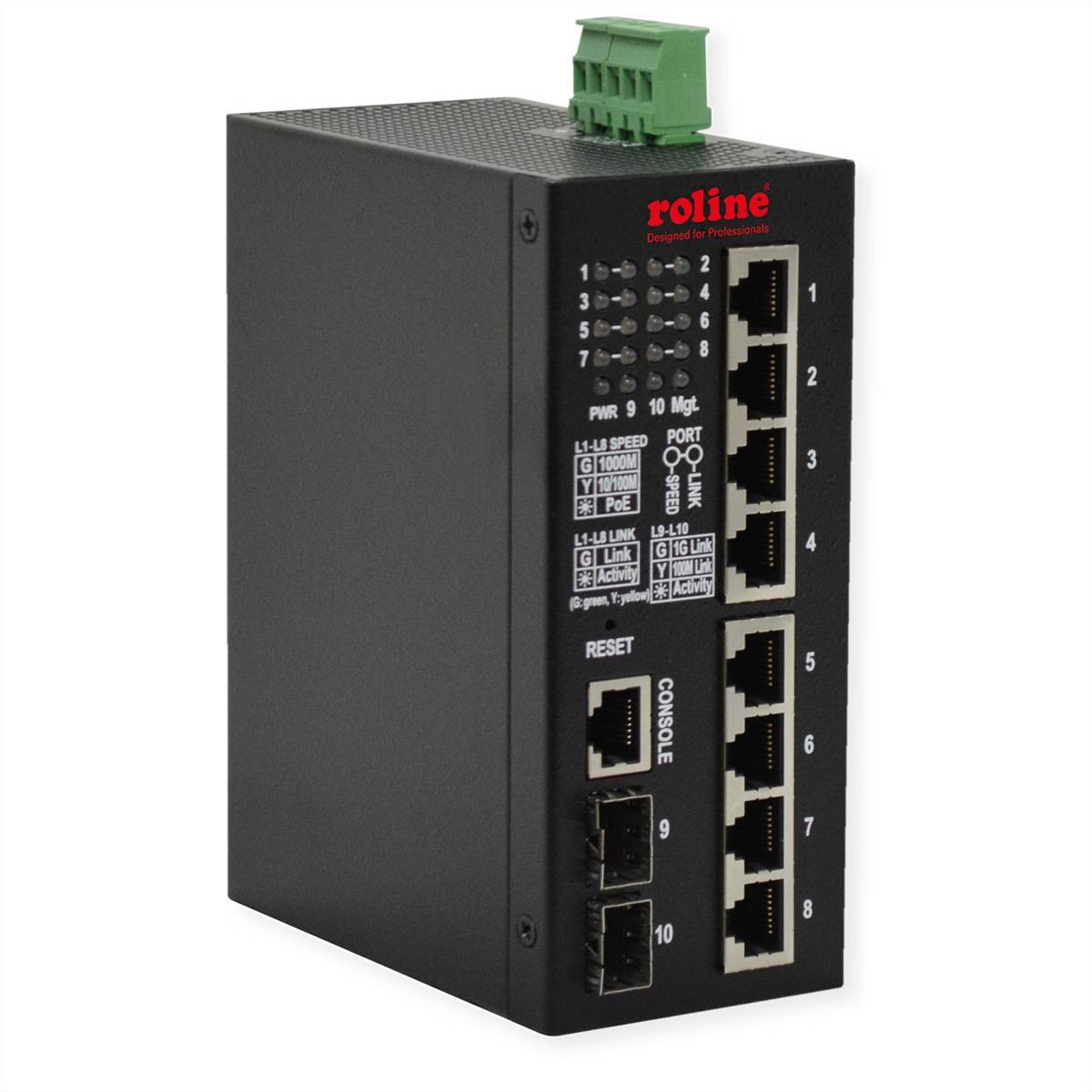 Roline 21.13.1131  Industrial Gigabit Switch, 10 Por Netwerk switch