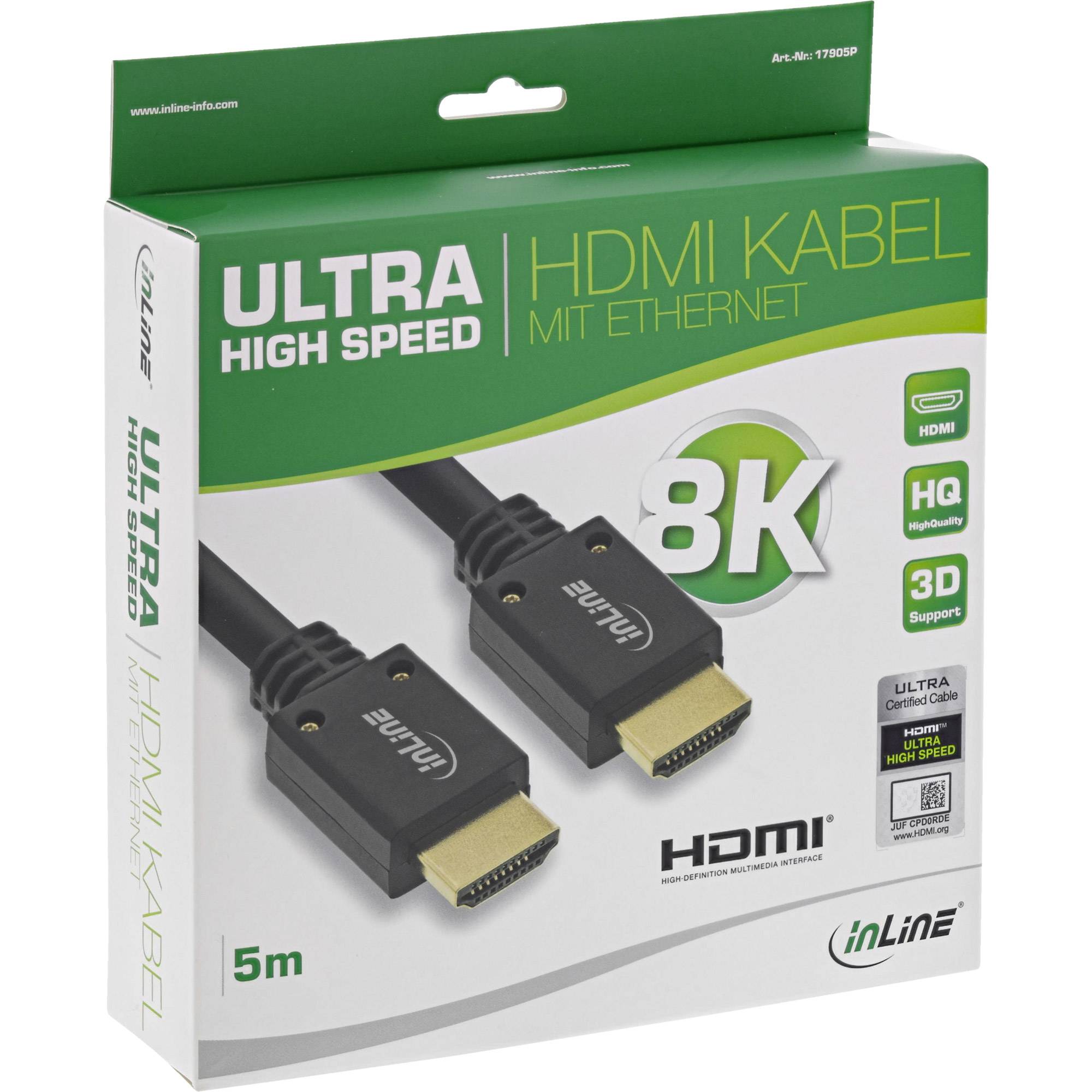 inLine HDMI kábel Zástrčka HDMI-A 5 m čierna 17905P štandardné HDMI HDMI kábel-2