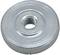 Guľatá strieborná kovová súčiastka s centrálnym závitovým otvorom, ktorá sa často používa na upevnenie v mechanických konštrukciách.