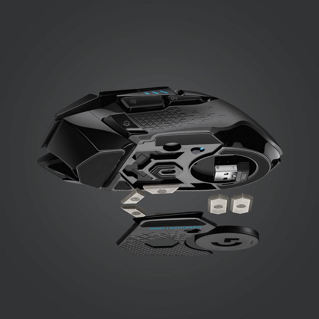 Logitech G502 Lightspeed herná myš bezdrôtový optická čierna 11 tlačidlo 16000 dpi podsvietenie, úprava hmotnosti, integ-6