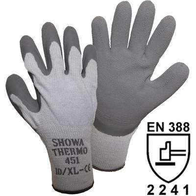 Sivé ochranné rukavice 'Showa Thermo 451', vhodné do chladného prostredia, s certifikačným symbolom EN 388 a kódovým označením 2241.