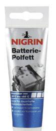 Tuba 'Nigrin Battery-Pólu tuku' s obrázkom autobatérie. Produkt chráni pred koróziou a zlepšuje vodivosť.