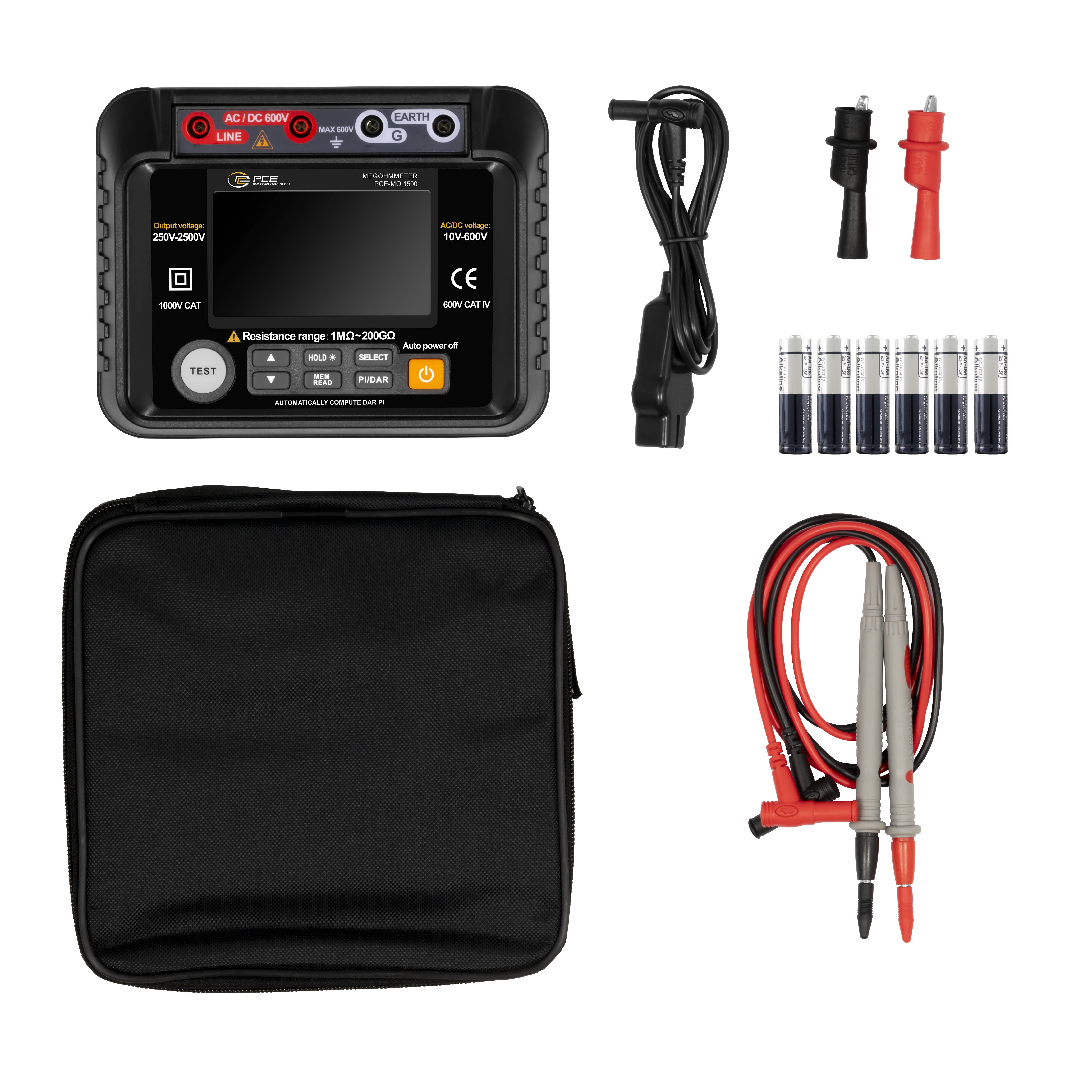 PCE Instruments PCE-MO 1500 tester izolácií, ohmmeter 2500 V 2500 GΩ-5
