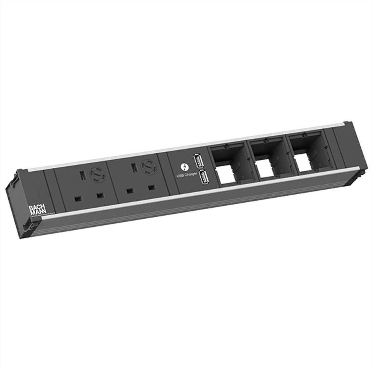 Bachmann 912.0280 zásuvková lišta hliník, čierna DE schuko zástrčka/zásuvky-0