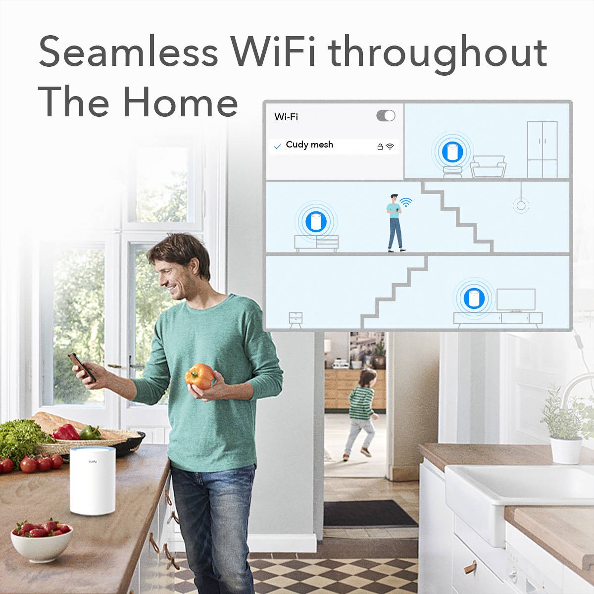 cudy M1200(1-Pack) WIRELESS LAN REPETIDOR CUDY M1200 EXTENSOR MESH zmiešaná sieť-3