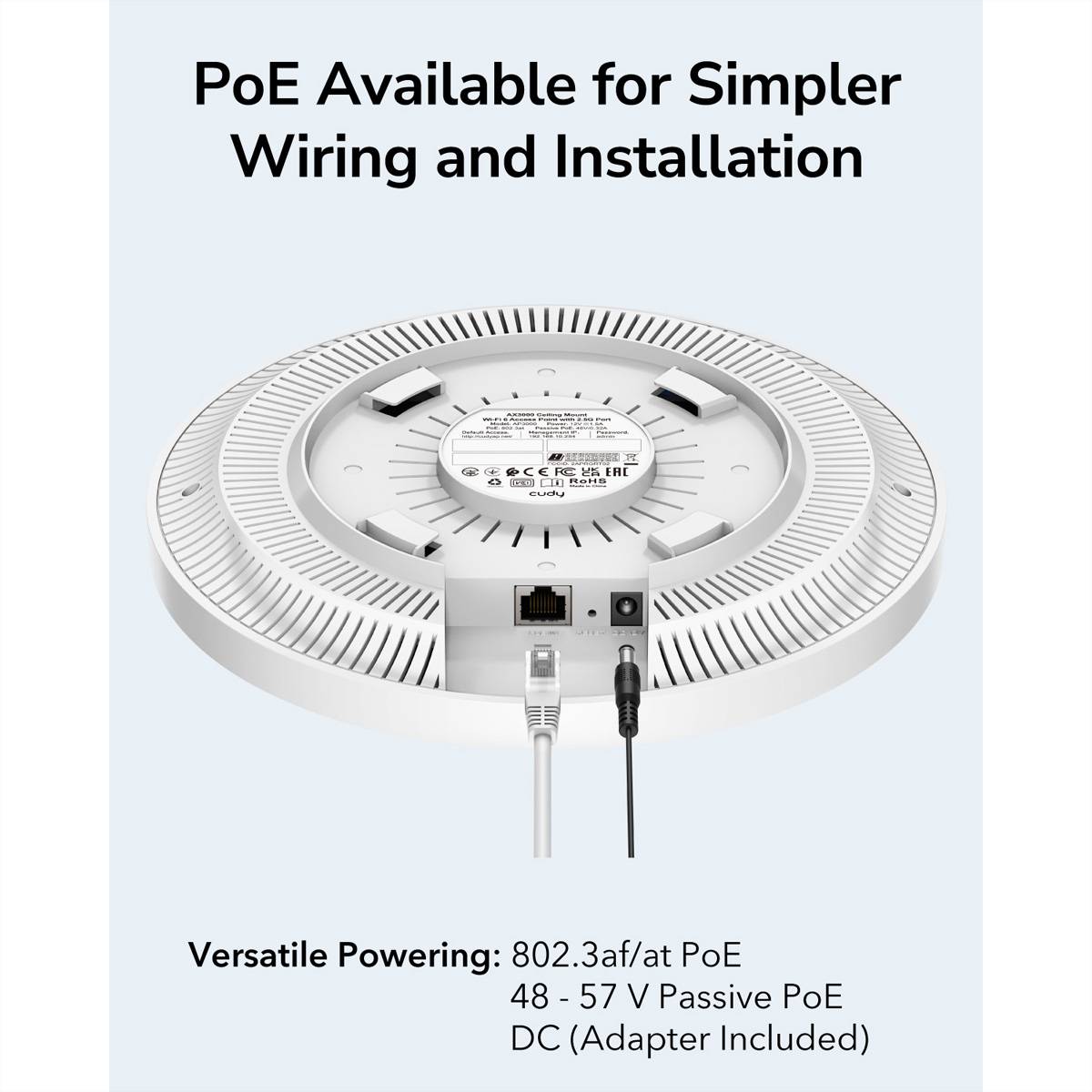 cudy AP3000 Cudy AP3000 punto accesso WLAN 2976 Mbit/s Bianco Supporto Power over Ethernet ( Wi-Fi prístupový bod 3000 M-4
