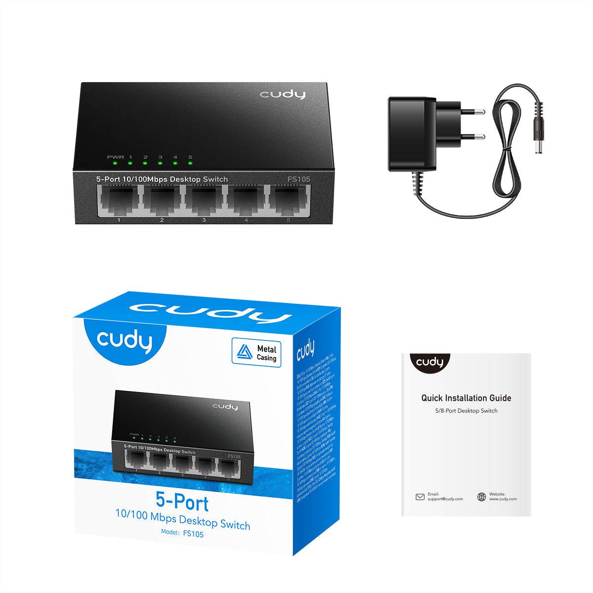 cudy FS105 5-Port 10/100 Metal Switch - Switch - 0,1 Gbps sieťový switch 10 / 100 MBit/s-1