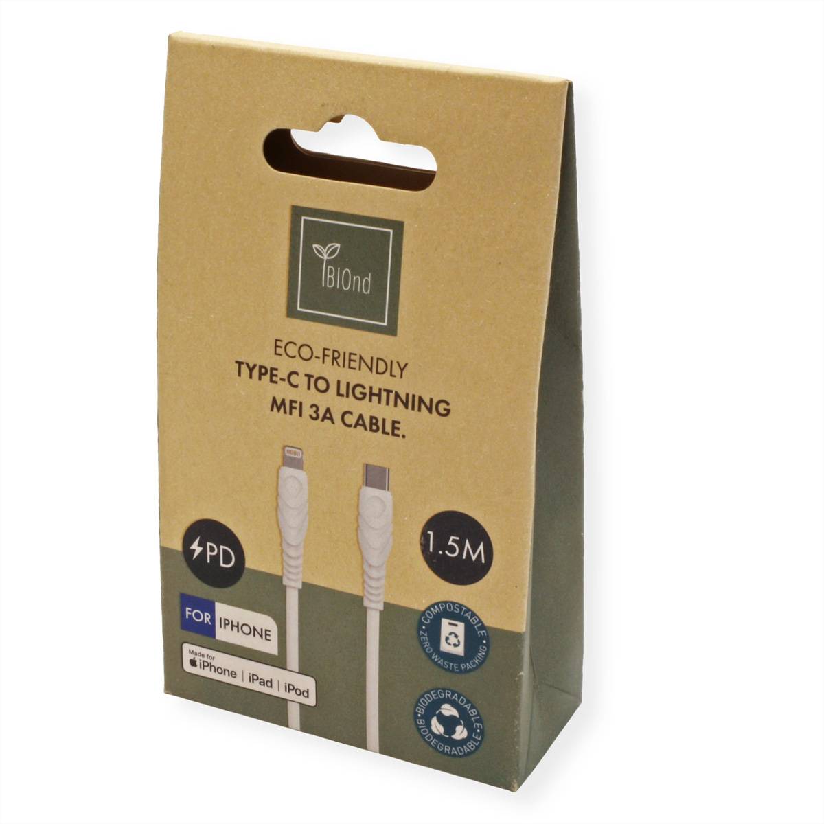 BIOnd USB kábel konektor rj45 1.50 m biela plášť kábla z recyklovaného materiálu BIO-12-TMF-1