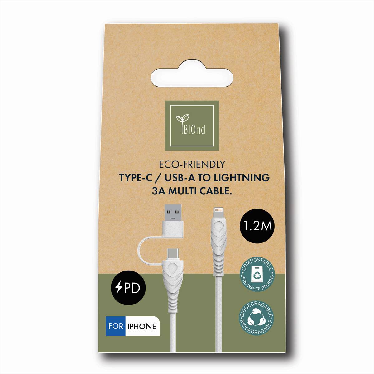 BIOnd USB kábel konektor rj45 1.20 m biela BIO-CT-IP-2