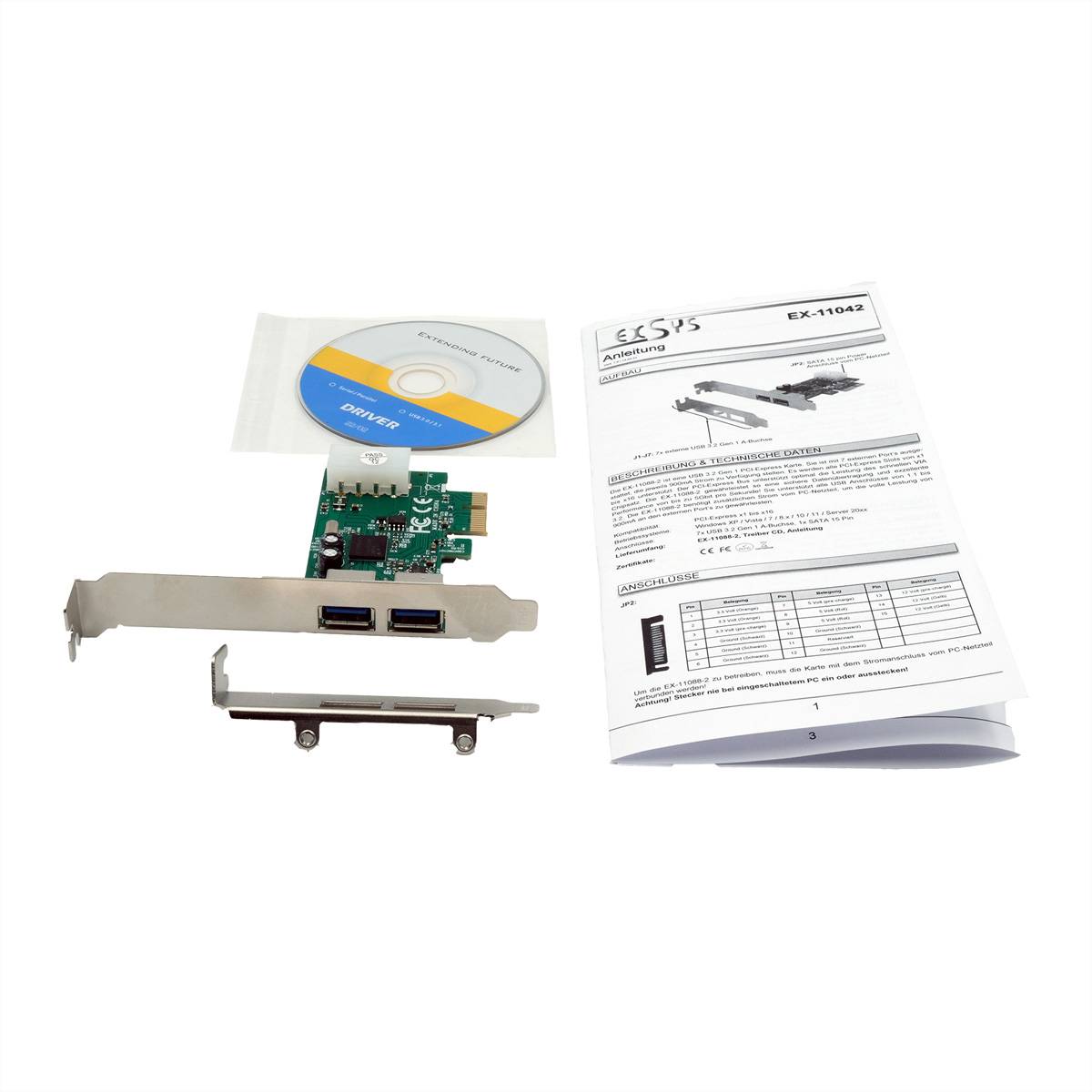 Exsys EXSYS EX-11042 2-Port USB 3.2 Gen 1 PCIe PCI karta-2