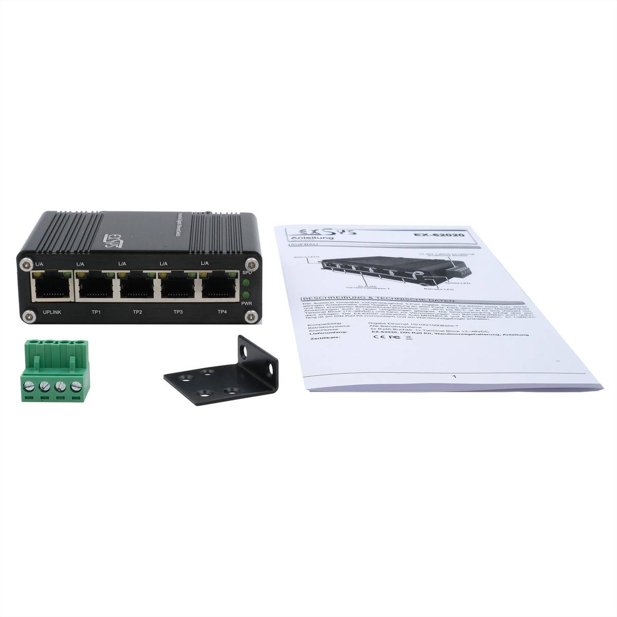 Exsys EXSYS - EX-62020 5-Port Indust. Ethernet Switch - Switch - 0,1 Gbps sieťový switch-3