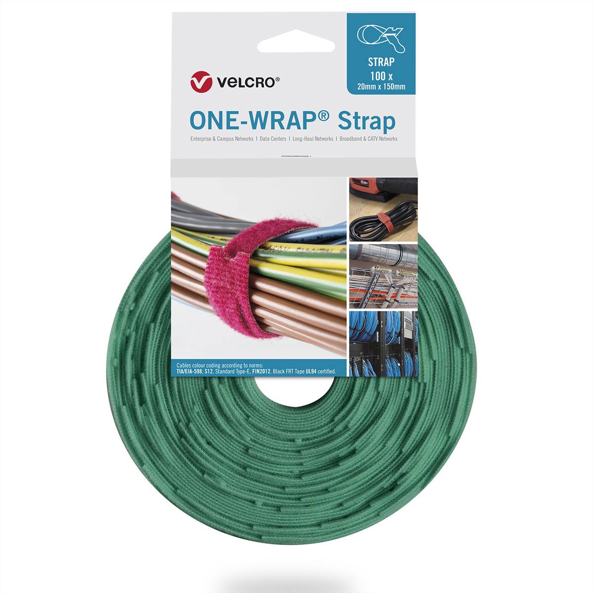 VELCRO One Wrap Strap 20mm x 330mm, 10 Klittenbandriem Groen 1 stuk(s)
