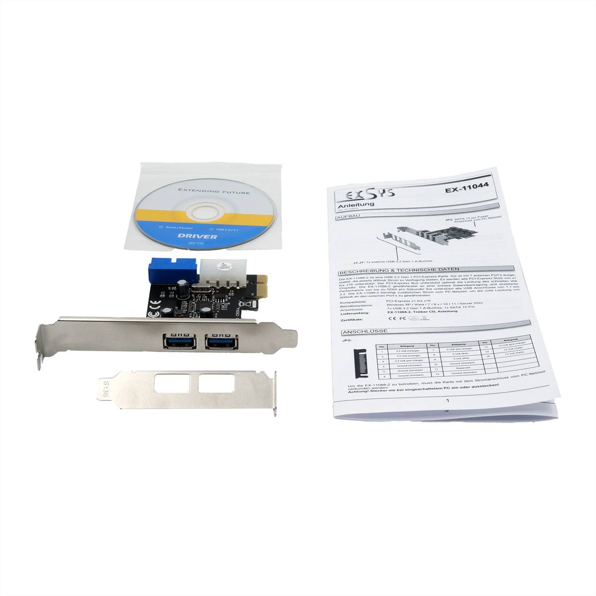 Exsys EX-11049 PCI karta USB 3.2 (Gen 1x1) PCIe-3