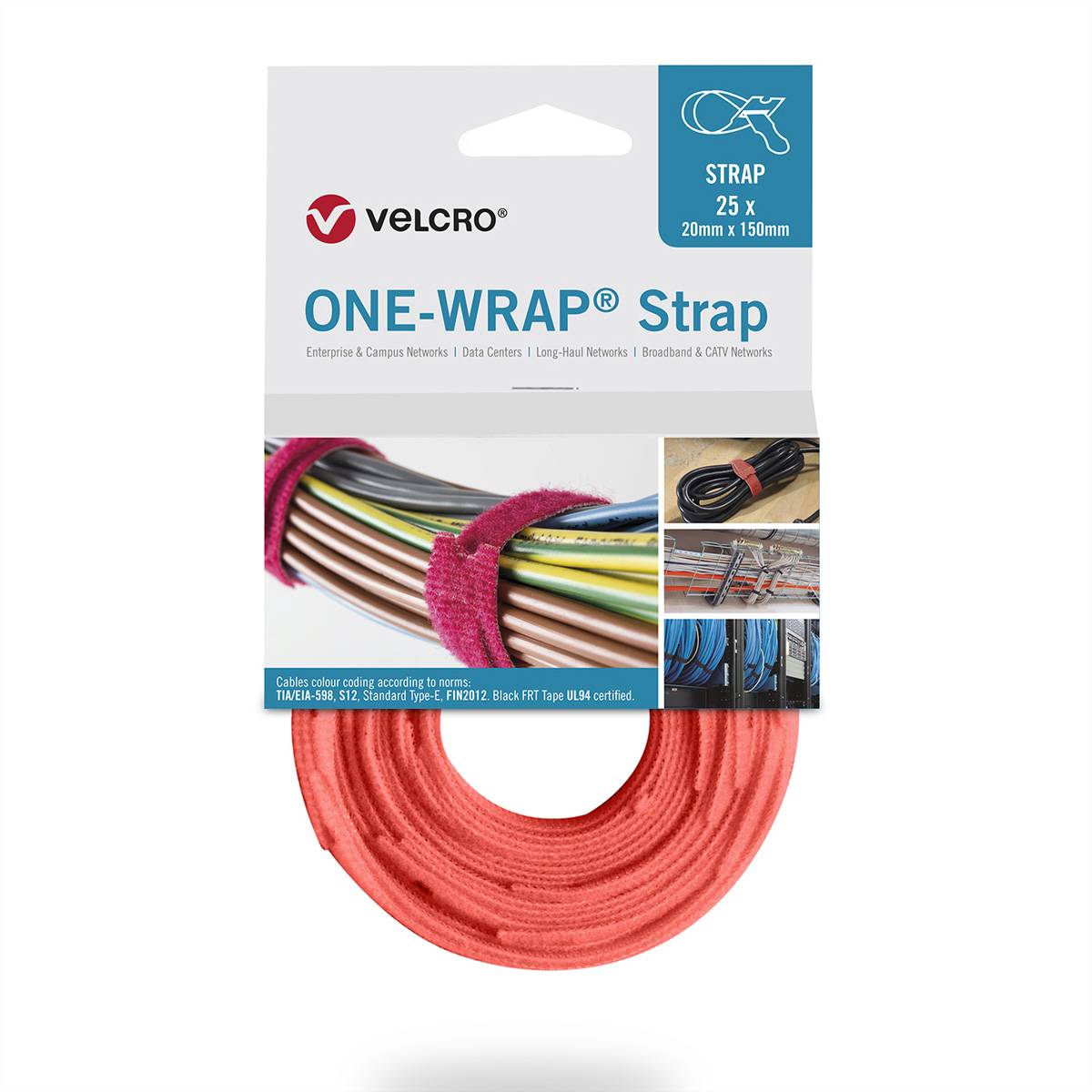 VELCRO One Wrap Strap 13mm x 200mm, 25 Klittenbandriem Oranje 1 stuk(s)
