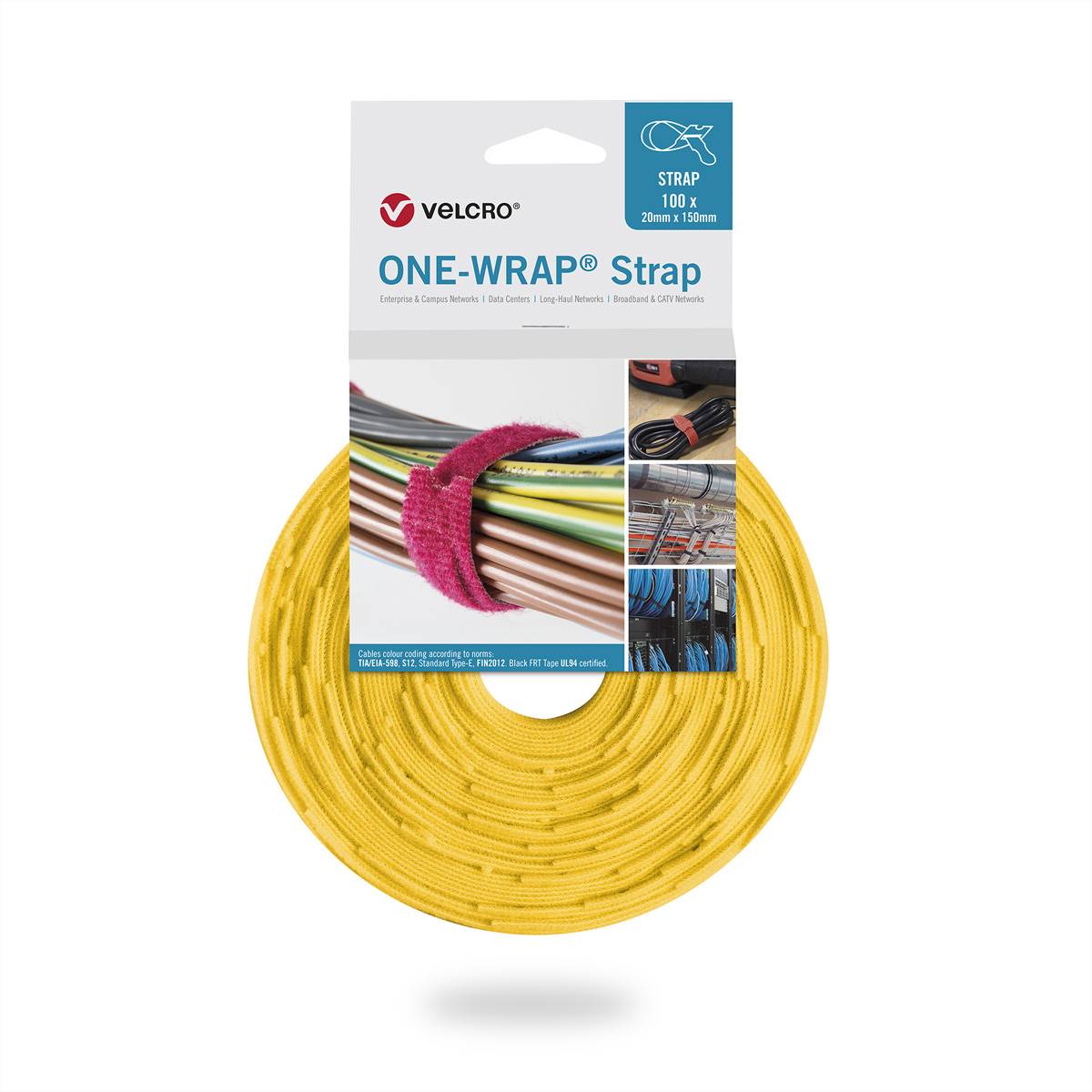 VELCRO One Wrap Strap 20mm x 150mm, 10 Klittenbandriem Geel 1 stuk(s)