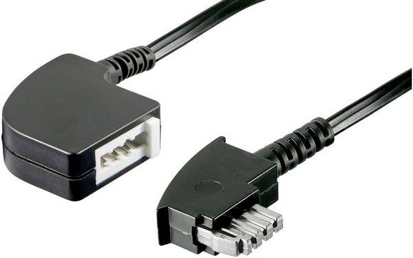 Basetech fax predlžovací kábel [1x telefónna zástrčka TAE-N - 1x telefónna spojka TAE-N] 10.00 m čierna