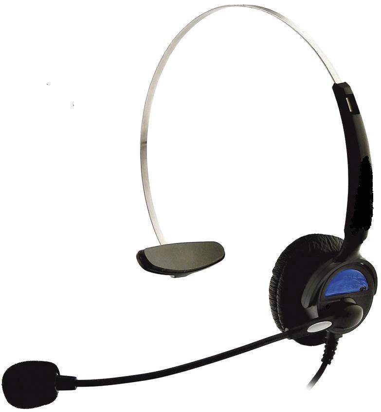 Čierna jednostranná headset so sklopným mikrofónom a mäkko čalúneným slúchadlom, vhodná pre telefonické konferencie alebo call centrá.