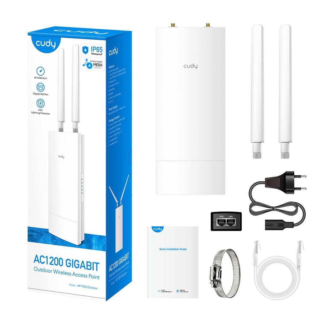 cudy AP1300 OUTDOOR Cudy AP1300 Outdoor 867 Mbit/s Bianco Supporto Power over Ethernet (PoE) Wi-Fi prístupový bod 1200 M-5
