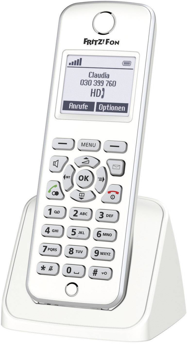 Fritz! FRITZ!Fon M2 Telefono cordless VoIP Telefono per bambini (babyphone), Vivavoce Display retroilluminato Bianco, Argento