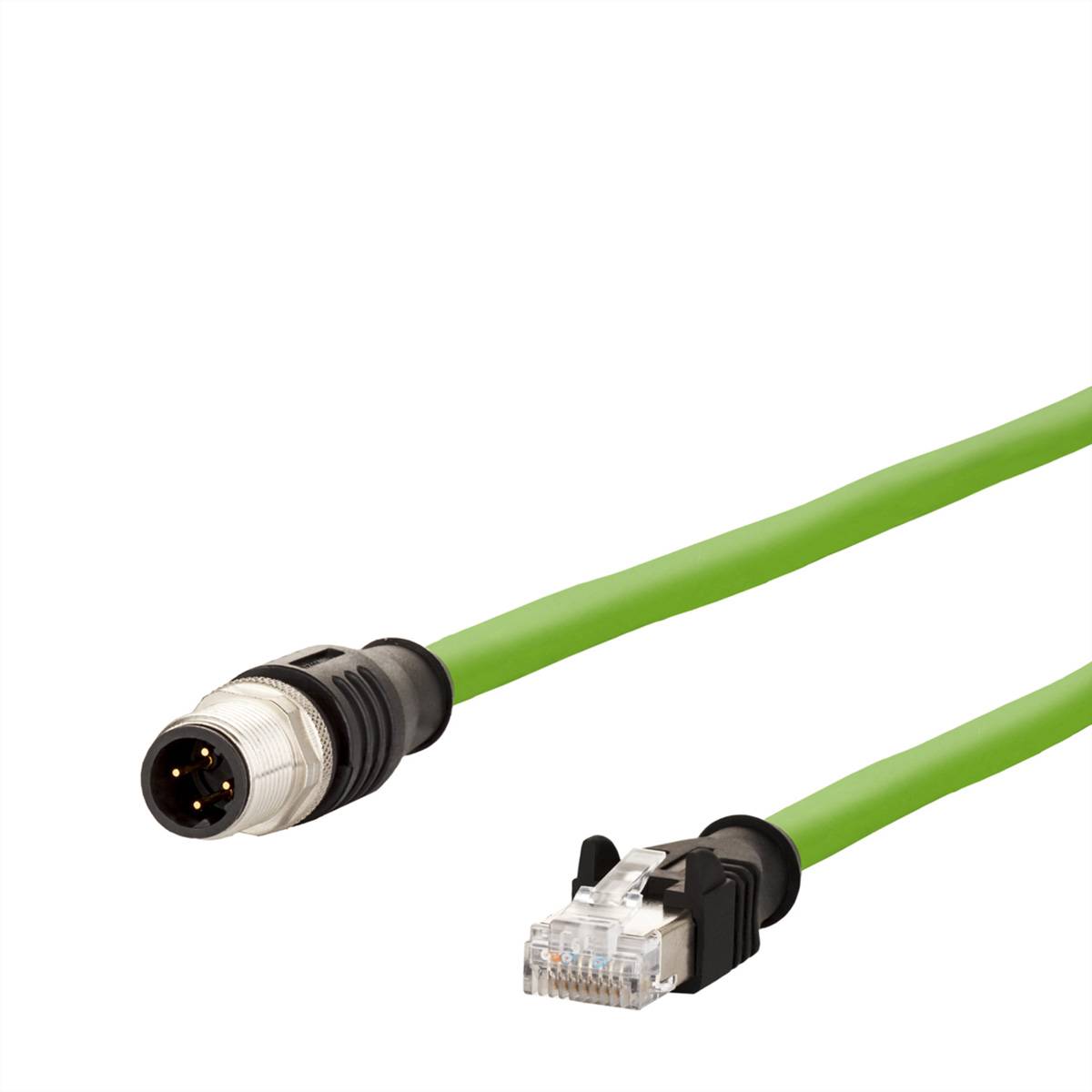 Metz Connect 142M1D15010 M12 sieťové káble, prepojovacie káble CAT 5e SF/FTP 1 m zelená možno použiť pre vlečenie, kryti-0