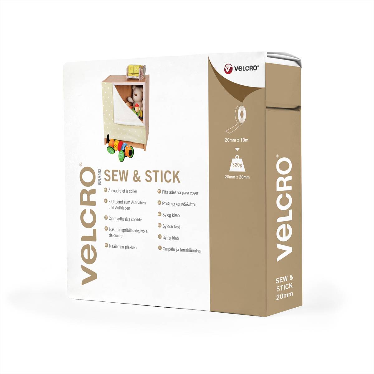 VELCRO VEL-EC60258, Wei&szlig;, 20 mm, 5 m, 1 St&uuml;ck(e), Box Klittenband Wit 1 stuk(s)