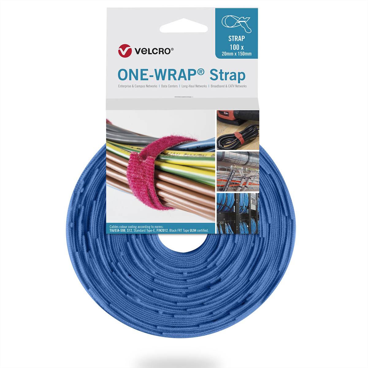 VELCRO Kabelbinder Klittenbandriem (l x b) 330 mm x 20 mm Blauw 1 stuk(s)
