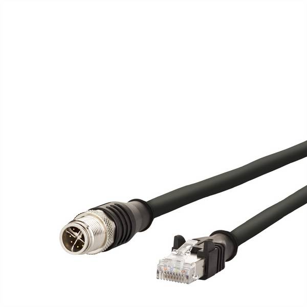 Metz Connect 142M5X15100 M12 sieťové káble, prepojovacie káble CAT 6A SF/FTP 10.00 m čierna odolný proti oleju, krytie PUR, odolný proti UV žiareniu 1 ks