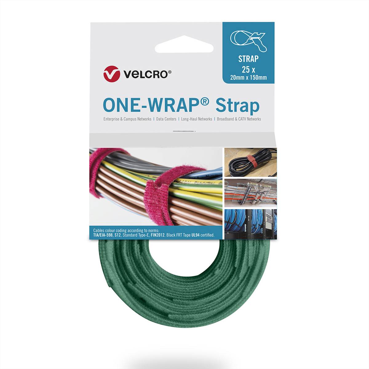VELCRO Kabelbinder Klittenbandriem Groen 1 stuk(s)