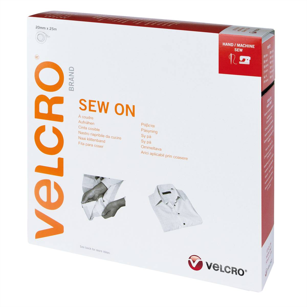 VELCRO VEL-EC60286, Wei&szlig;, 20 mm, 25 m, 1 St&uuml;ck(e), Box Klittenband Wit 1 stuk(s)
