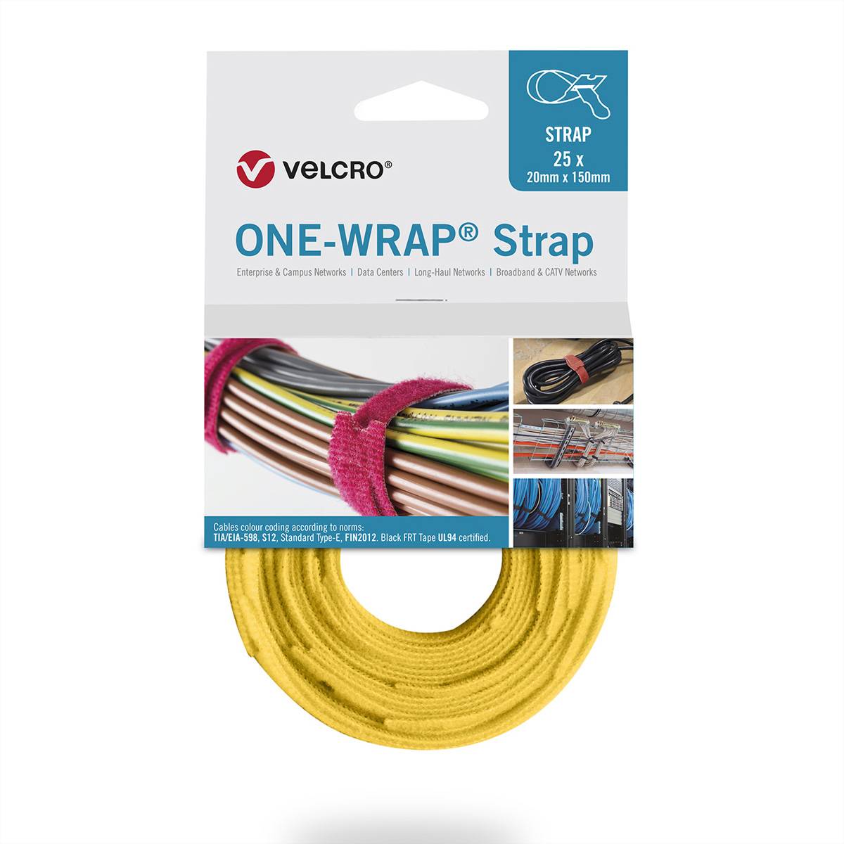 VELCRO Kabelbinder Klittenbandriem Geel 1 stuk(s)