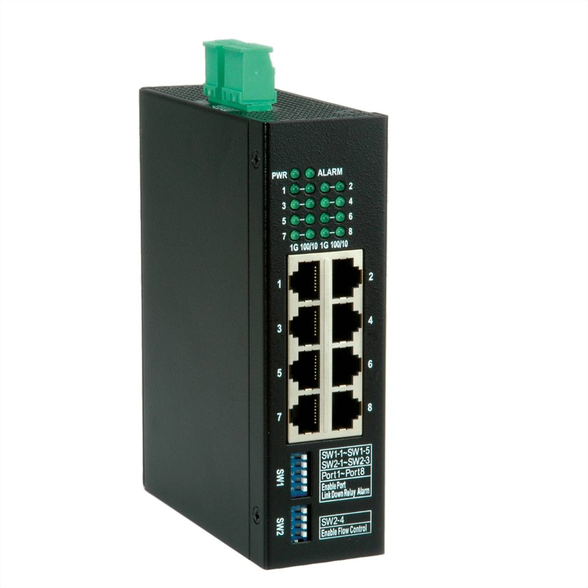 Roline 21.13.1163  Industrie Gigabit Switch, 8x RJ-4 Netwerk switch